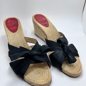Christian Louboutin Black and Tan Espadrille Sandals
